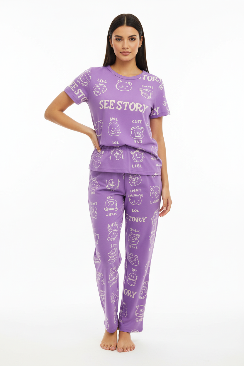 Purple Dream Story T-Shirt With Pajama