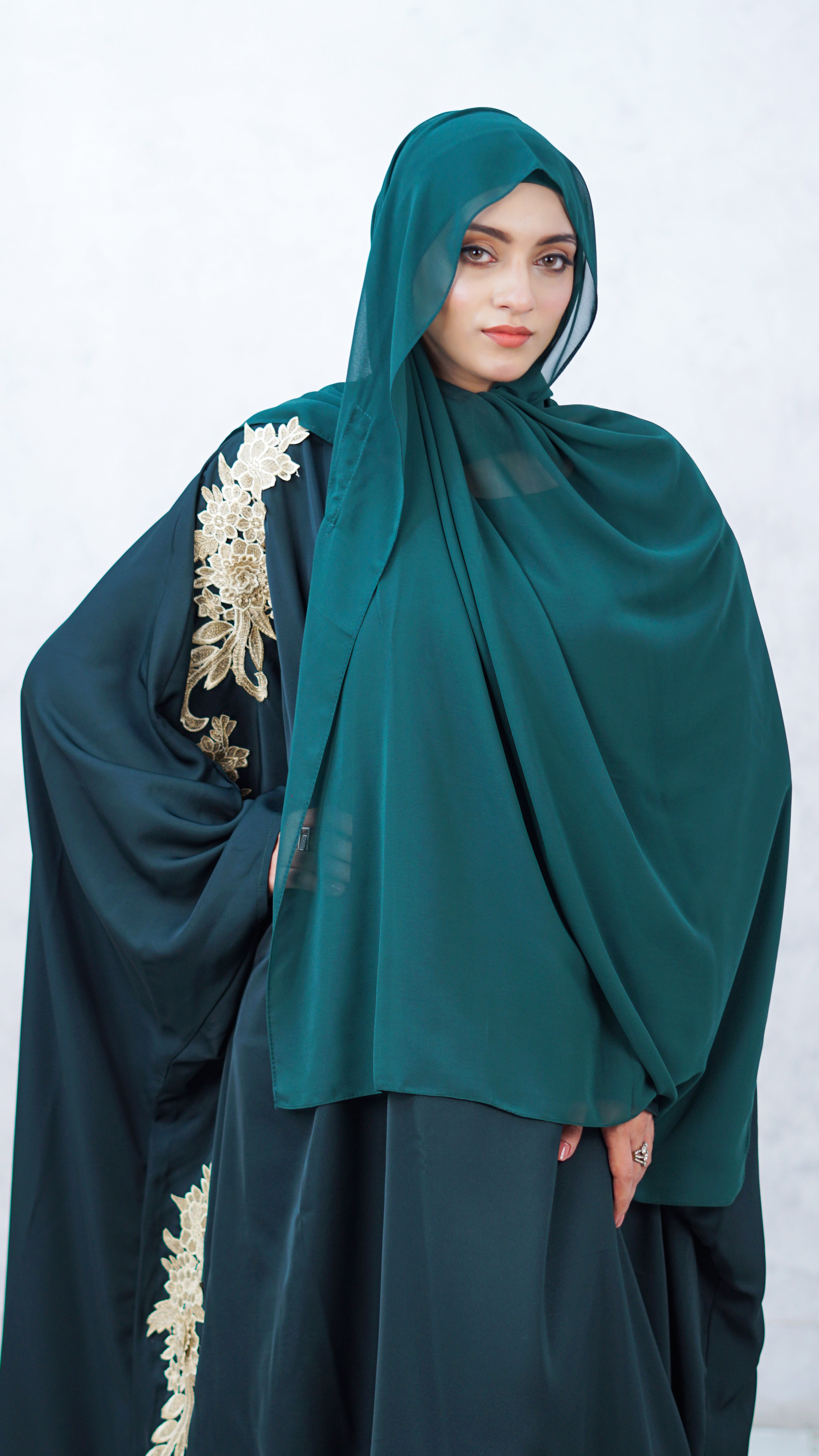 Dark Green  — Instant Chiffon Hijab with Built-in Magnets
