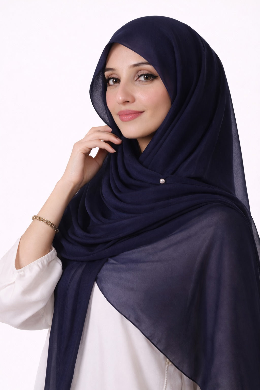 Midnight Ocean-Instant Chiffon Hijab with Built-in Magnets