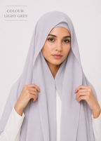 Light Grey Instant Chiffon Hijab with Built-in Magnets