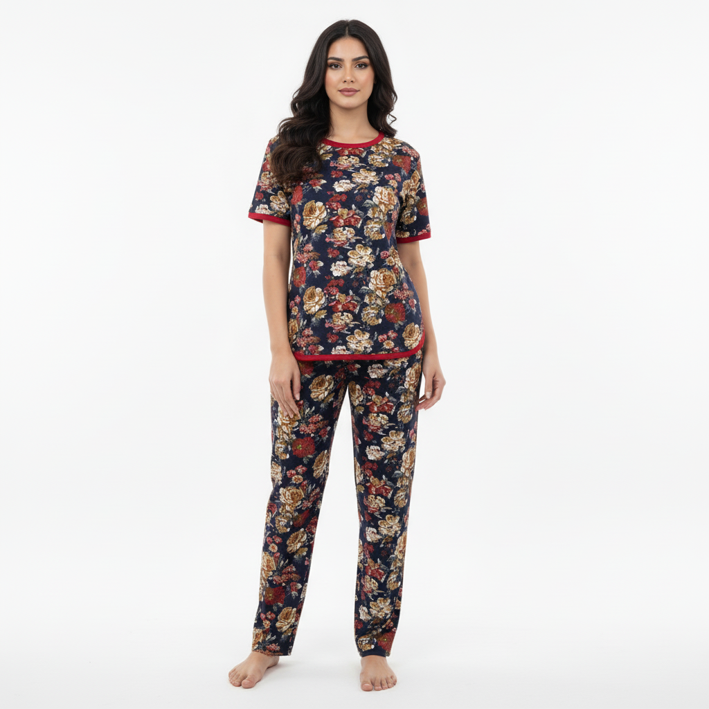 MIDNIGHT ROSE PRINTED SHIRT AND TROUSER