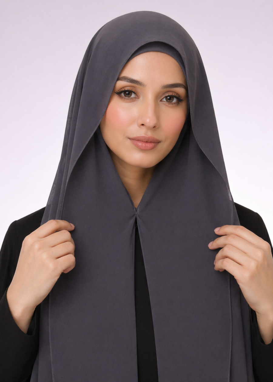 Smoky Lilac— Instant Chiffon Hijab with Built-in Magnets