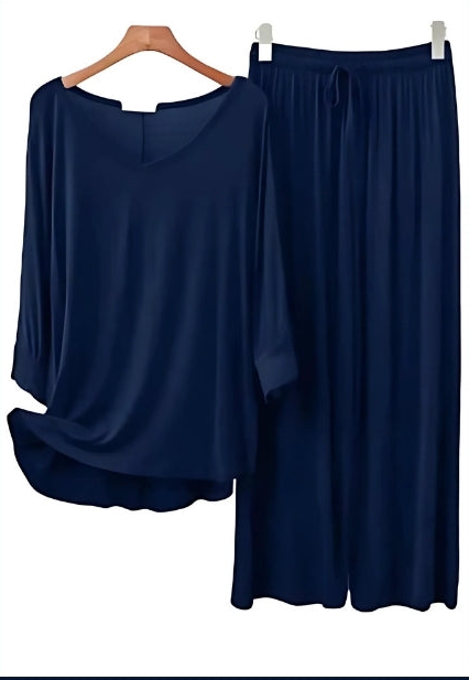 V-Neck Navy Blue Women’s PJ Set