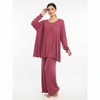 Maroon Round Neck Frill and Plazoo For Women