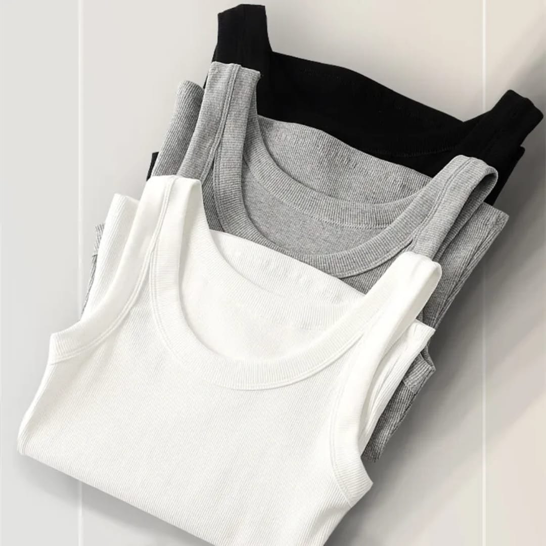 Pack of 3 Sando Vests in Soft Cotton Ribbed