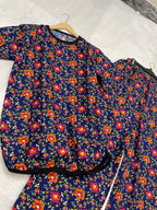 DEEP BLUE POPPY GARDEN PRINTED SHIRT AND TROUSER