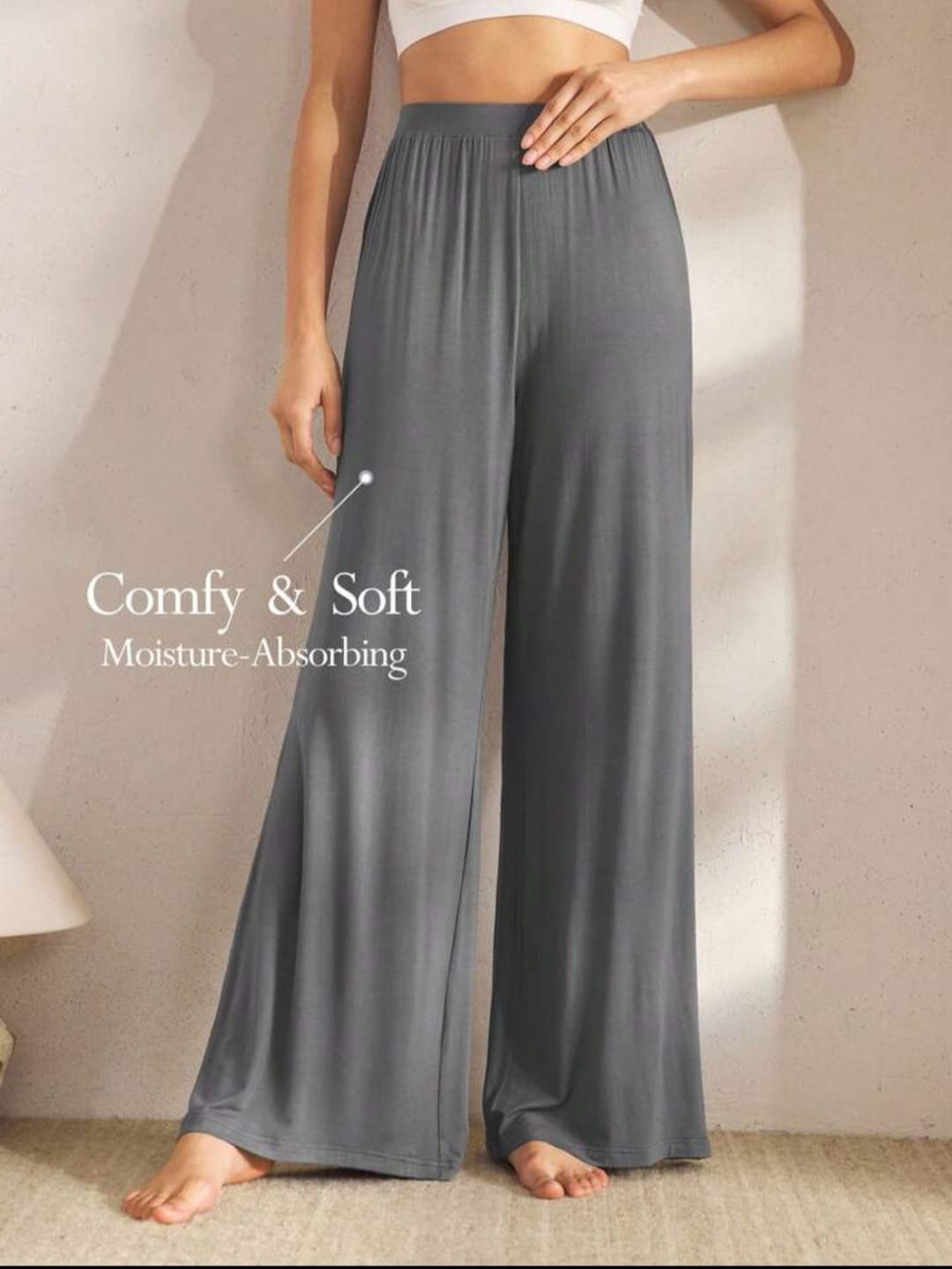 Pack of 3 Palazzo Pajamas Black White and Grey