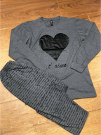 Black Gray Heart T-Shirt With Pajama