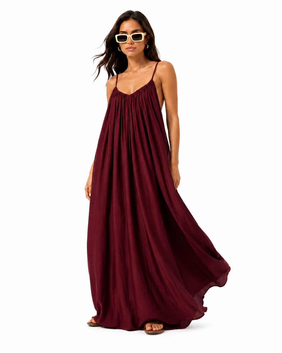 Backless Cami Gathered Maxi Dress