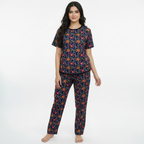 DEEP BLUE POPPY GARDEN PRINTED SHIRT AND TROUSER