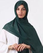 Dark Green  — Instant Chiffon Hijab with Built-in Magnets