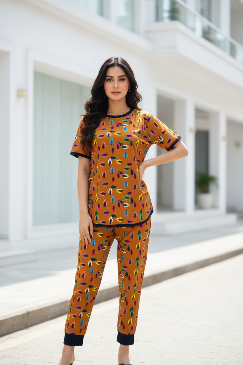 PAINTED LEAF PRINTED SHIRT AND TROUSER