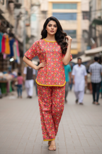 SUMMER BLUSH PRINTED SHIRT AND TROUSER